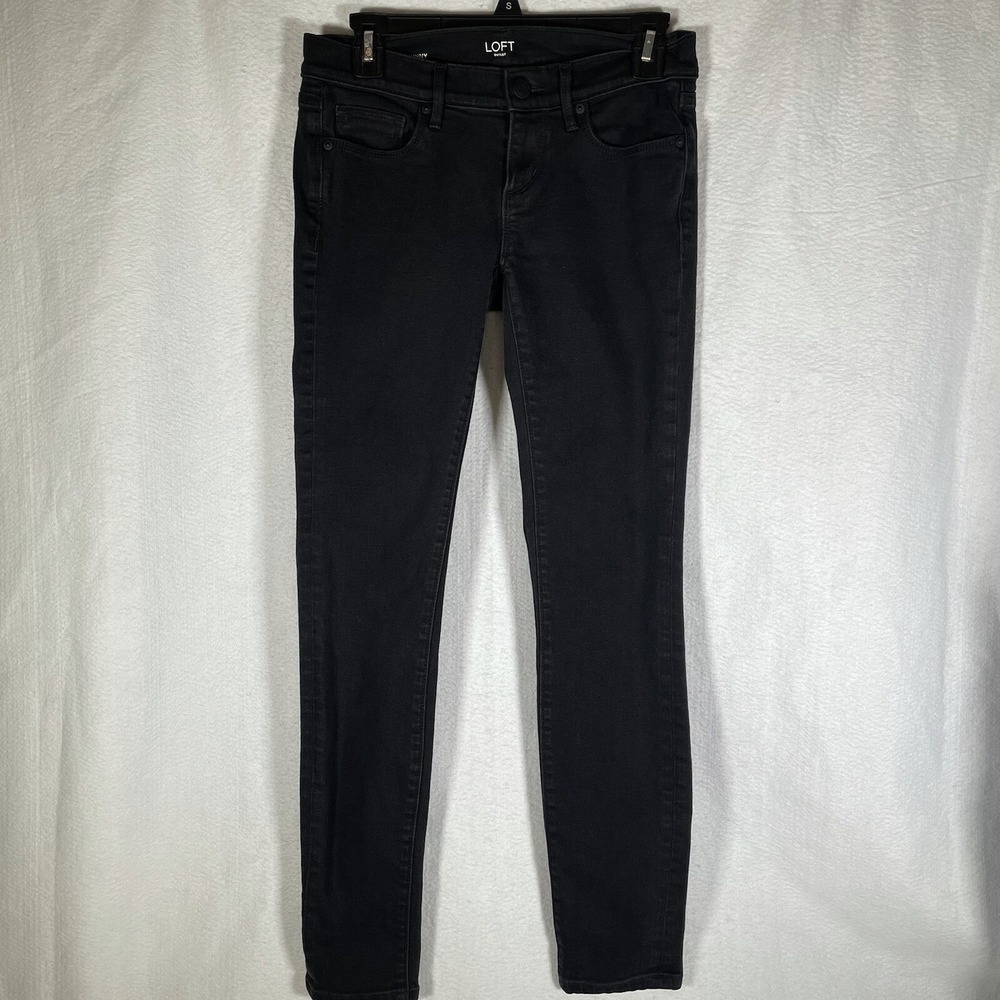 Ann Taylor Loft Outlet Jeans 0 Straight Black Denim Modern Skinny Women
